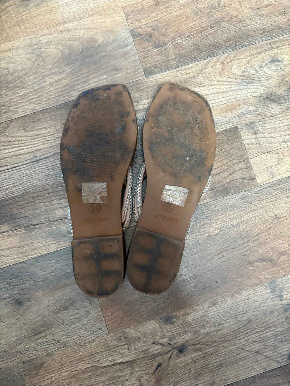 Steve Madden Beige/Tan Crystal-Embellished Slide Mules